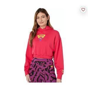 Puma Pink Cropped Sweatshirt Hoodie Retro Size XL
